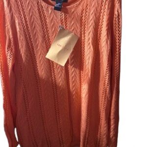 Denim&Co Vibrant Orange sweater with matching sleeveless tank underneath NWT